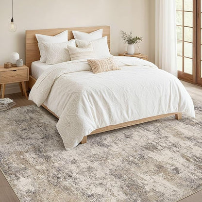Nakagishi 7x9 Area Rugs Living Room: Washable Abstract Large Neutral Soft Rug - Image 4