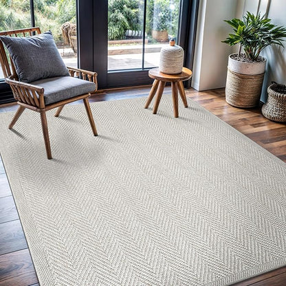 CAMILSON Easy Jute Rug 8x10, Indoor Outdoor Off-White Color Fiber Area Rugs - Image 8