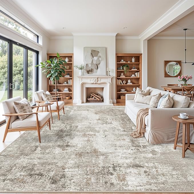 11x14 Area Rug for Living Room Washable – Large Neutral Room Size Bedroom - Image 3