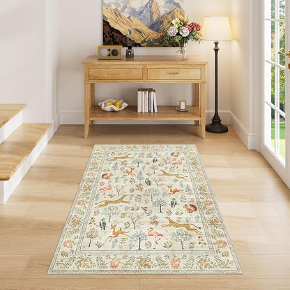 DUKINO 3x4 Washable Entryway Rug, Vintage Animal Ultra Soft Kitchen Area Rug - Image 6
