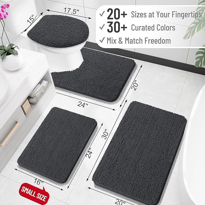 OLANLY Bathroom Rugs 34x21, Extra Soft Absorbent Chenille Bath Rugs, Rubber - Image 2