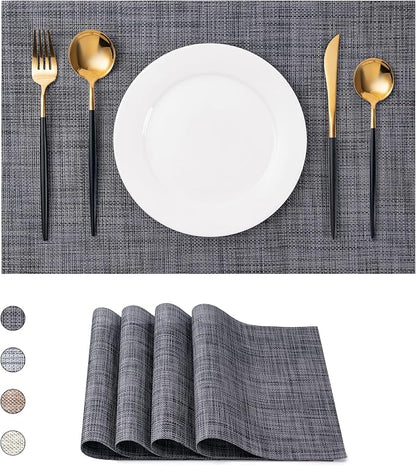 Placemats Set of 4 Washable Indoor | Outdoor Vinyl Place Mats by CADONO