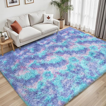 Rainbow Fluffy Rugs for Girls Bedroom: 4x6 Large Shag High Pile Area Rug - Image 7
