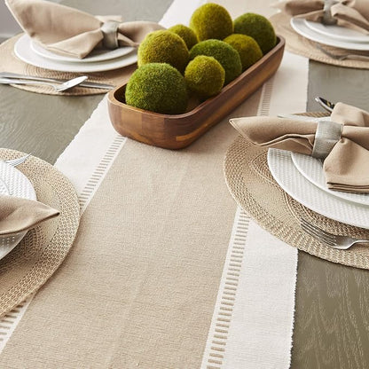 DII Dobby Stripe Table Runner, 13x72 Black & Cream Background | Woven - Image 5