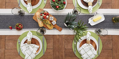 DII Dobby Stripe Table Runner, 13x108 Black & Cream Background | Woven - Image 7