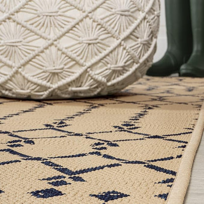 JONATHAN Y Moroccan Geometric Indoor Outdoor Runner Rug 2X10 Beige/Navy - Image 4