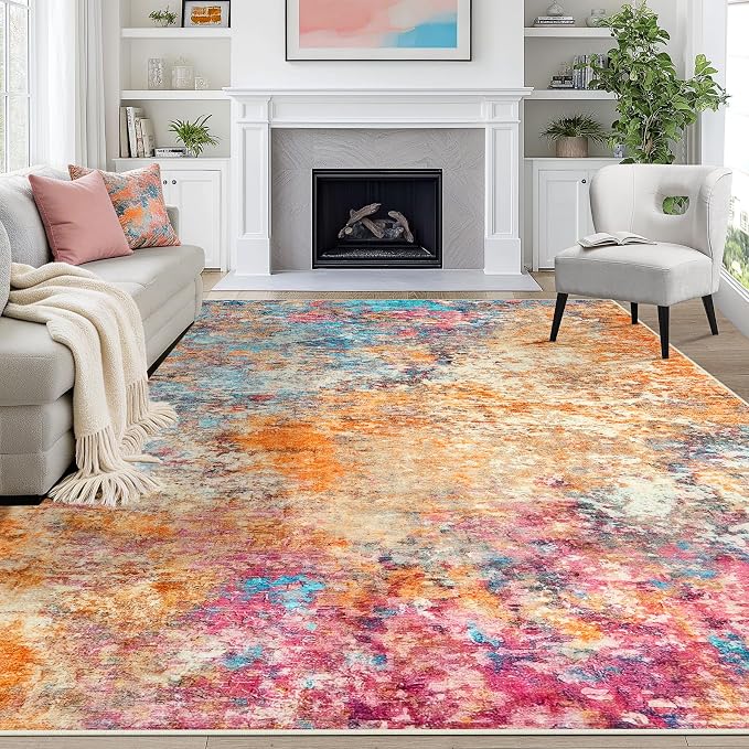 9x12 Area Rugs for Living Room Rug Washable: Abstract Large Rug for Dining Room by Aelenmu