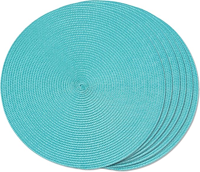 FunWheat Round Braided Placemats Set of 6 Table Mats by FunWheat