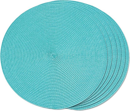 FunWheat Round Braided Placemats Set of 6 Table Mats by FunWheat