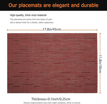 Red Vinyl Placemats Set of 12, Heat Resistant Table Placemats | 18x12 inch - Image 3