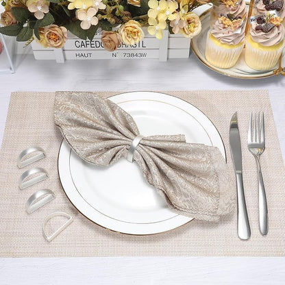 KPOSIYA Napkin Rings Set of 12, Metal Silver Napkin Rings Bulk - Image 2