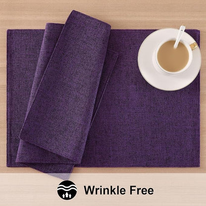 Faux Cotton Linen Placemats Set of 6, Cloth Washable Farmhouse Dining Table Mats - Image 5