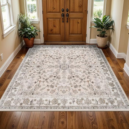 5x5 Square Washable Rug for Living Room: Non Slip Indoor Entryway Foot Carpet by BYYVOORugsforYourHome