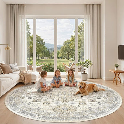 zesthome 8ft Round Rugs for Living Room, Non-Slip Washable Round Area Rugs - Image 9