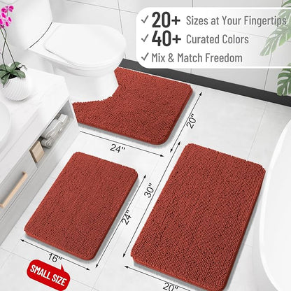 OLANLY Bathroom Runner Rugs 70x24, Soft Absorbent Chenille Bath Rugs, Rubber - Image 2