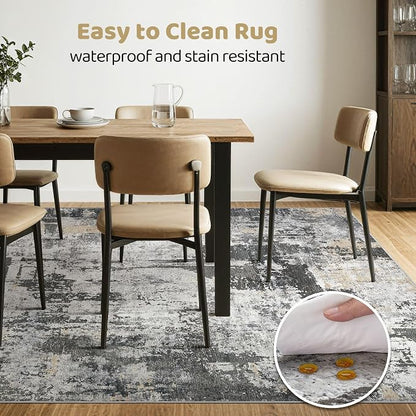 8x10 Area Rugs Living Room: Washable Large Abstract Modern Soft Rug Stain - Image 6