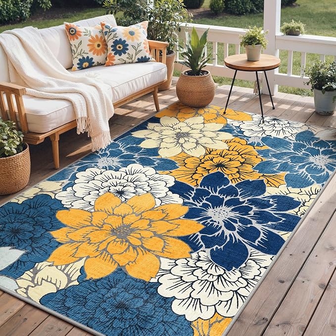 GENIMO Indoor Outdoor Area Rug 4'x6', Machine Washable Rugs - Image 3