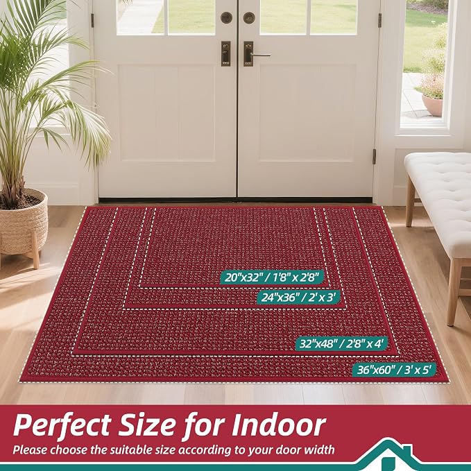 BEQHAUSE Dirt Trapper Door Mat 24" x 36", Non-Slip Washable Doormats Entrance - Image 2