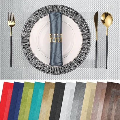 PIGCHCY Placemats Set of 12 Washable Durable Place Mats Vinyl Heat Resistant by PIGCHCY