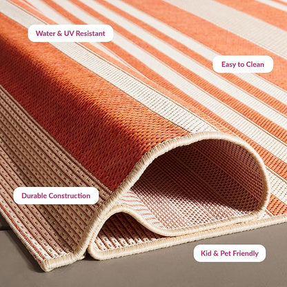 SAFAVIEH Courtyard Collection 2'3" x 16' Terracotta/Beige CY6062 Stripe Indoor/ - Image 5