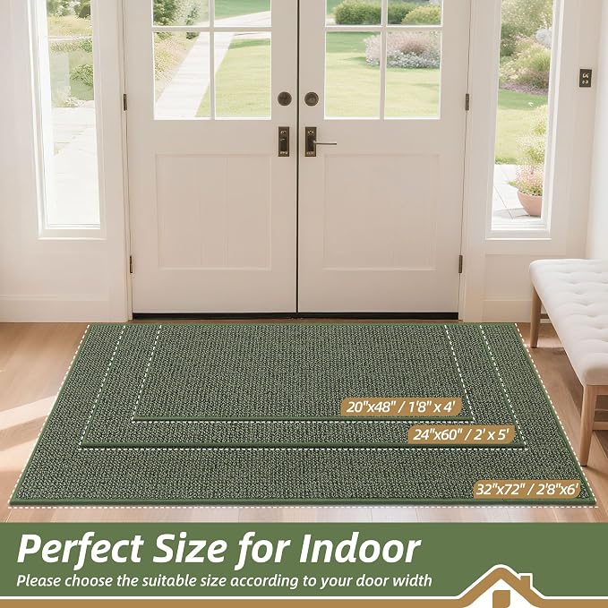 BEQHAUSE Dirt Trapper Door Mat 20" x 48", Non-Slip Washable Doormats Entrance - Image 2