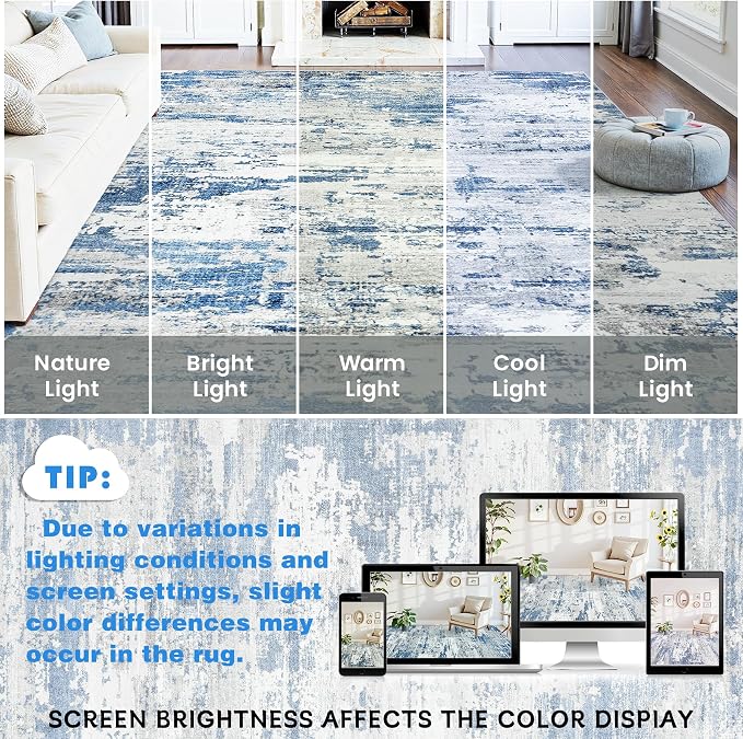Area Rugs 10x14 Living Room: Large Soft Washable Rug Modern Abstract Anti-Skid - Image 9
