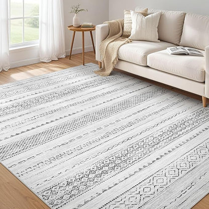Nakagishi 6x8 Area Rug Living Room: Washable Boho Large Neutral Modern Soft by NakagishiAreaRug
