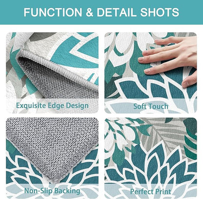 Colorful 3x5 Washable Rug for Living Room Tropical Botanical Modern Floral - Image 4