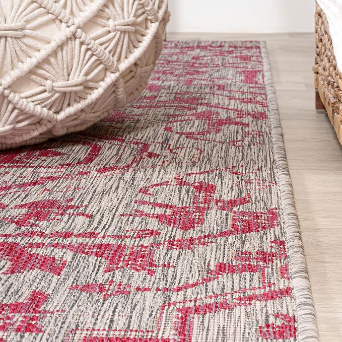 JONATHAN Y Boho Medallion Indoor Outdoor Runner Rug 2X10 Light Gray/Fuchsia - Image 6