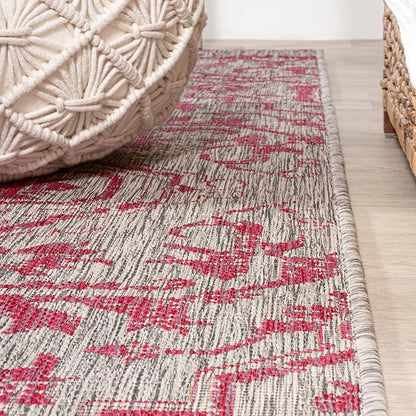 JONATHAN Y Boho Medallion Indoor Outdoor Runner Rug 2X10 Light Gray/Fuchsia - Image 6