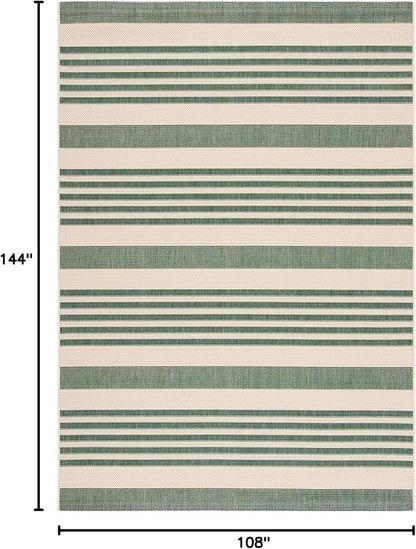 SAFAVIEH Courtyard Collection 9' x 12' Beige/Dark Green CY6062 Stripe - Image 2