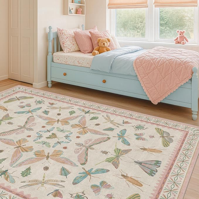 Hazo Haus Washable 5x8 Light Pink Rug - Image 7