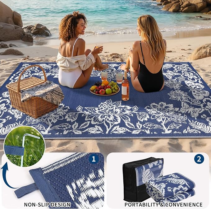 Garvee Outdoor Rugs 8’x10’ Waterproof Reversible Mats, Large Area Plastic Straw - Image 5
