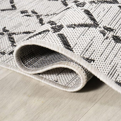 JONATHAN Y Moroccan Geometric Indoor Outdoor Area Rug 9X12 Cream/Black - Image 6
