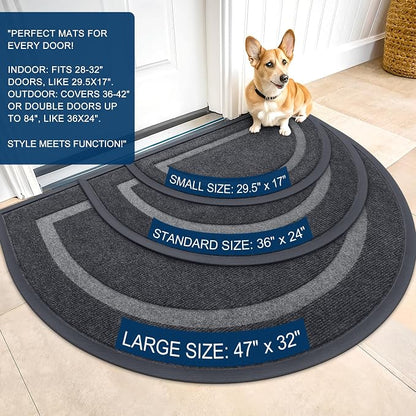 OLANLY Half Circle Door Mat Indoor Outdoor Entrance Welcome, Waterproof - Image 3