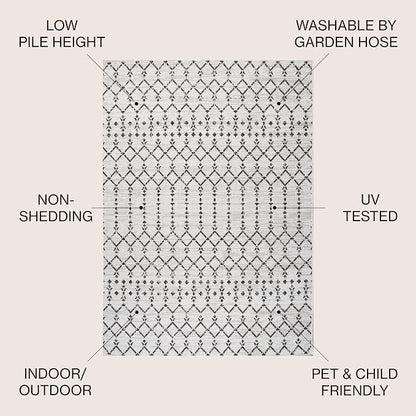 JONATHAN Y Moroccan Geometric Indoor Outdoor Round Area Rug 4 Ft Cream/Black - Image 3