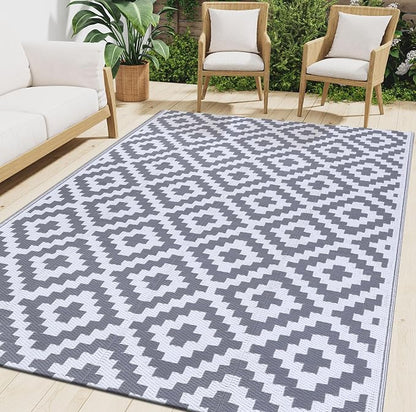Smiry Waterproof Outdoor Rug 4x6 ft, Reversible Plastic Straw Patio Camping Rugs by Smiry