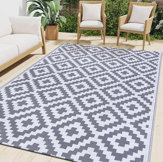 Smiry Waterproof Outdoor Rug 4x6 ft, Reversible Plastic Straw Patio Camping Rugs by Smiry