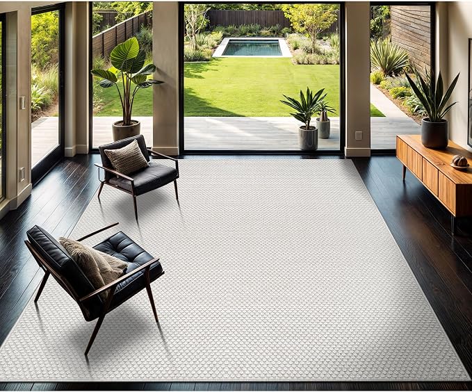 CAMILSON Easy Jute Rug 6x9, Indoor Outdoor Off-White Farmhouse Area Rugs - Image 9