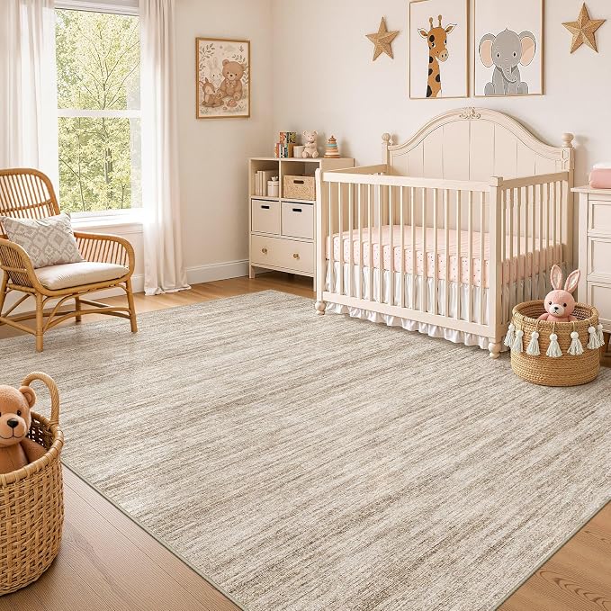 Nakagishi 10X12 Area Rugs Living Room: Washable Large Vintage Rug Neutral - Image 7