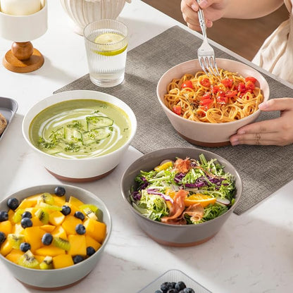 MALACASA Soup Bowls, Ceramic Salad Bowls Set of 4, 36oz Ceramic Bowls | - Image 7