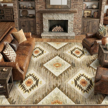 Area Rug 6x9 Rug Machine Washable Non-Slip Low Pile Print Pattern Western Rug - Image 7