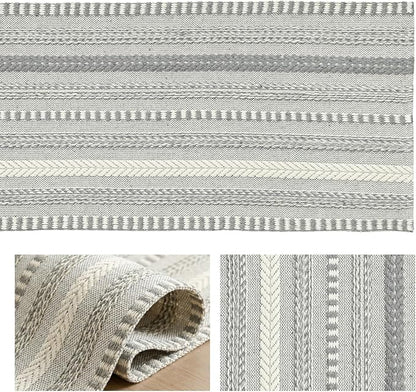 Artoid Mode Dark Grey Farmhouse Stripe Braided Table Runner 12x48 Inch | - Image 6