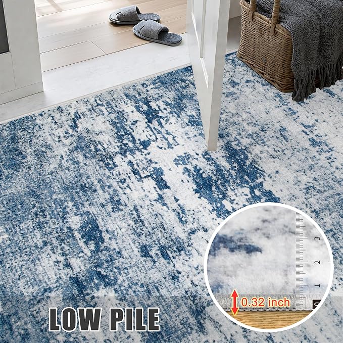 6x6 Area Rug Living Room Rug: Washable Modern Abstract Soft Thin Rug Indoor - Image 7