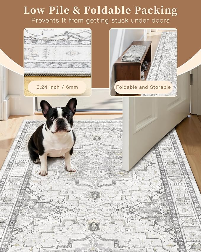 Madane Washable Area Rug 2x3, Small Entryway Rug Non-Slip Vintage Door Mat - Image 6