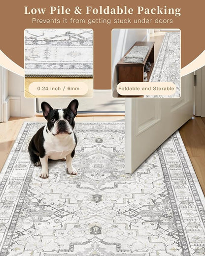 Madane Washable Area Rug 2x3, Small Entryway Rug Non-Slip Vintage Door Mat - Image 6