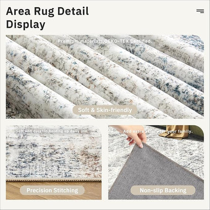 Soalmost 9x12 Area Rugs for Living Room, Non Slip Machine Washable Vintage Rugs - Image 6