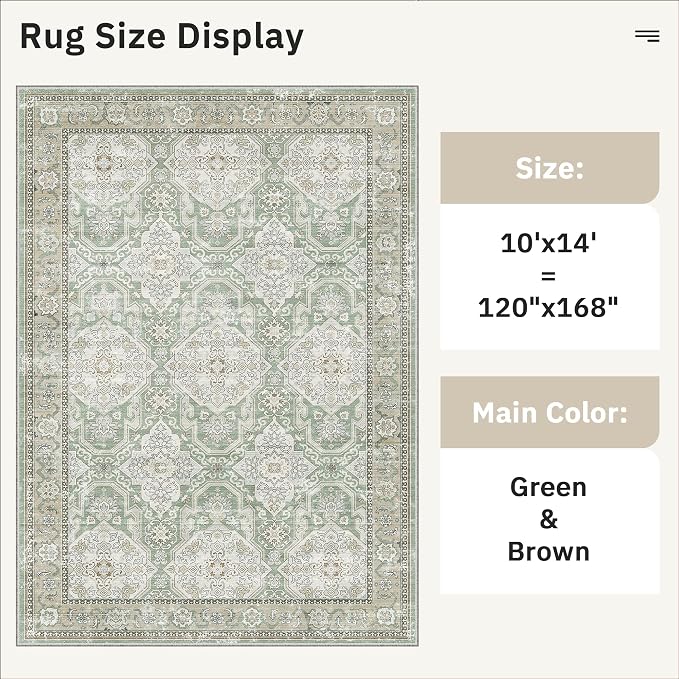 Soalmost 10x14 Area Rugs for Living Room, Non Slip Machine Washable Vintage Rugs - Image 5