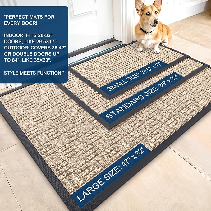 OLANLY Front Door Mat Outside Entrance 35x23, Heavy Duty Sturdy Natural Rubber - Image 2