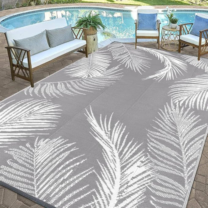 Pauwer Waterproof Outdoor Rug 9x12, Reversible Plastic Straw Patio Camping Rug - Image 3